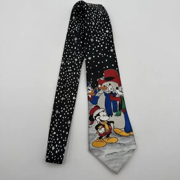Vintage Disney Mickey Unlimited Christmas Neck Tie Mickey, Goofy, Donald Snowman - Picture 6 of 6